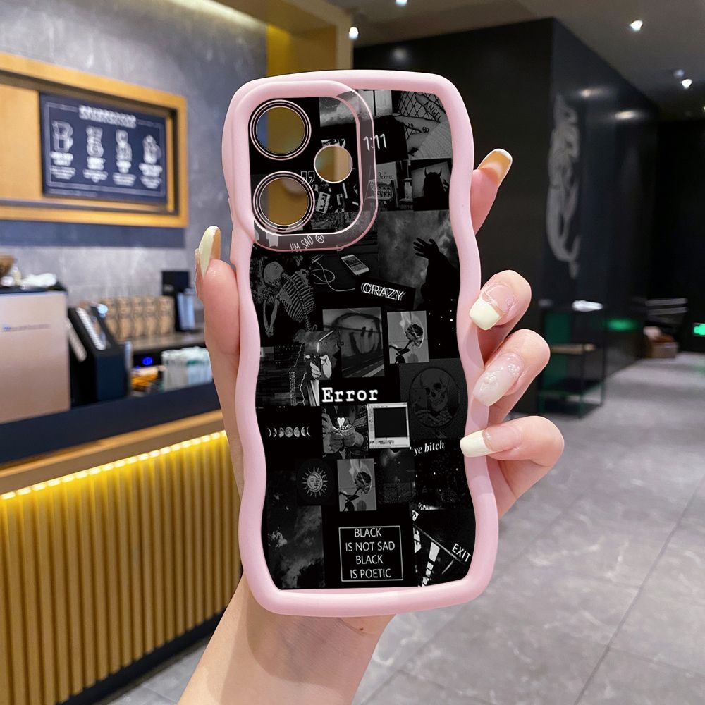 For Infinix Hot 40i 40 Pro Note 30 Play Smart 8 Pro 9 10 Play Lite Poetic Black Wave Frame Phone Case Anti Drop Cover