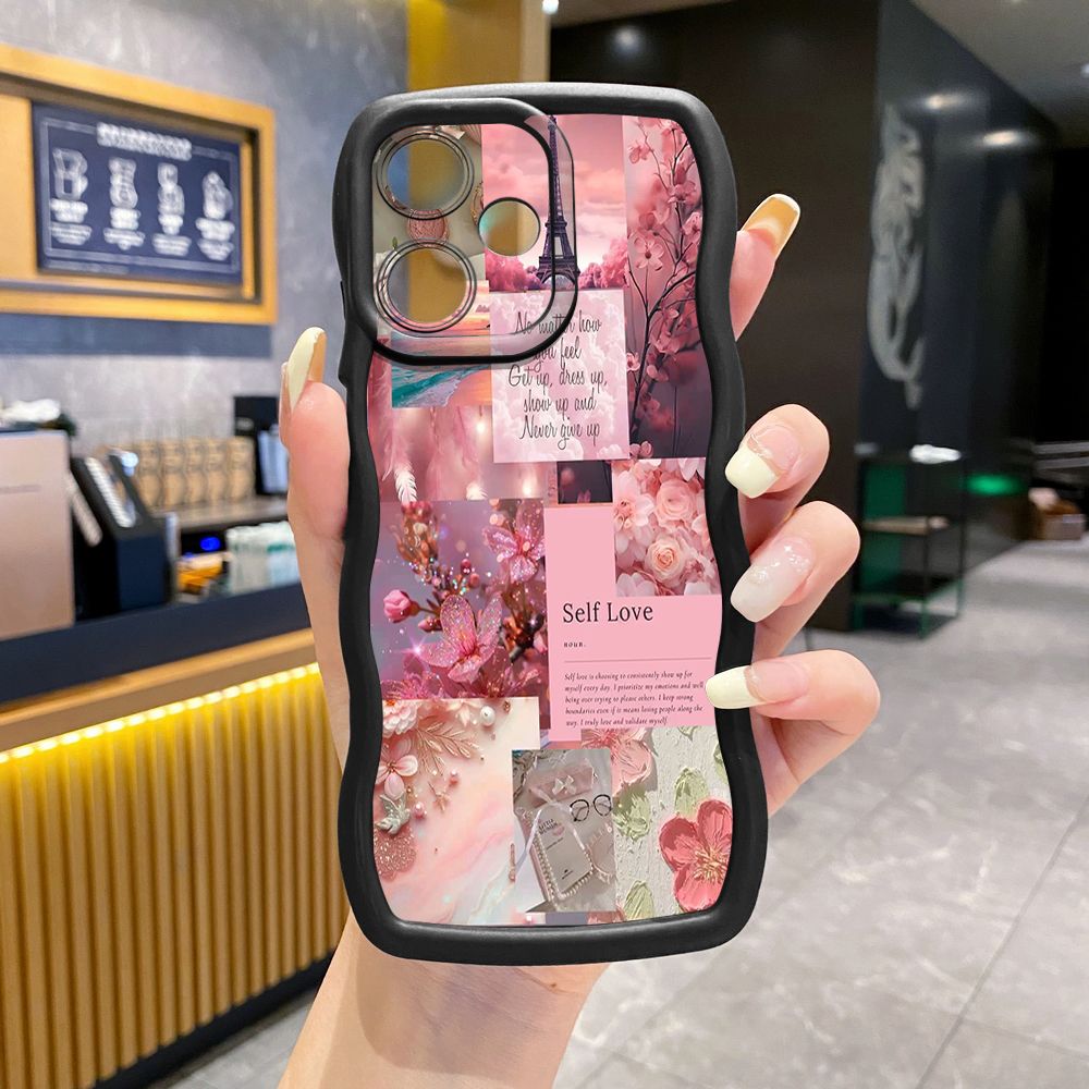 For Infinix Hot 40i 40 Pro Note 30 Play Smart 8 Pro 9 10 Play Lite Poetic Black Wave Frame Phone Case Anti Drop Cover
