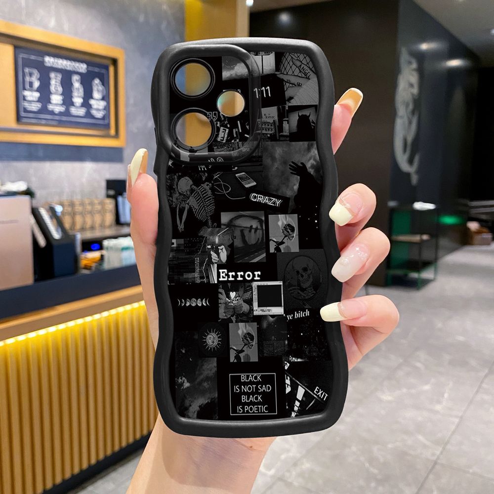 For Infinix Hot 40i 40 Pro Note 30 Play Smart 8 Pro 9 10 Play Lite Poetic Black Wave Frame Phone Case Anti Drop Cover