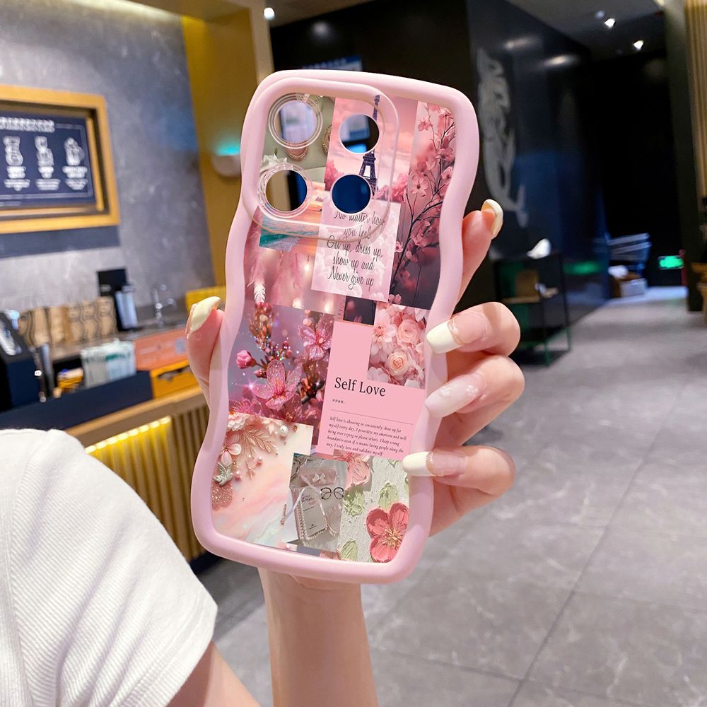 For ITEl A04 A60 A70 P40 S23 Plus Poetic Black Wave Frame Phone Case Anti Drop Cover