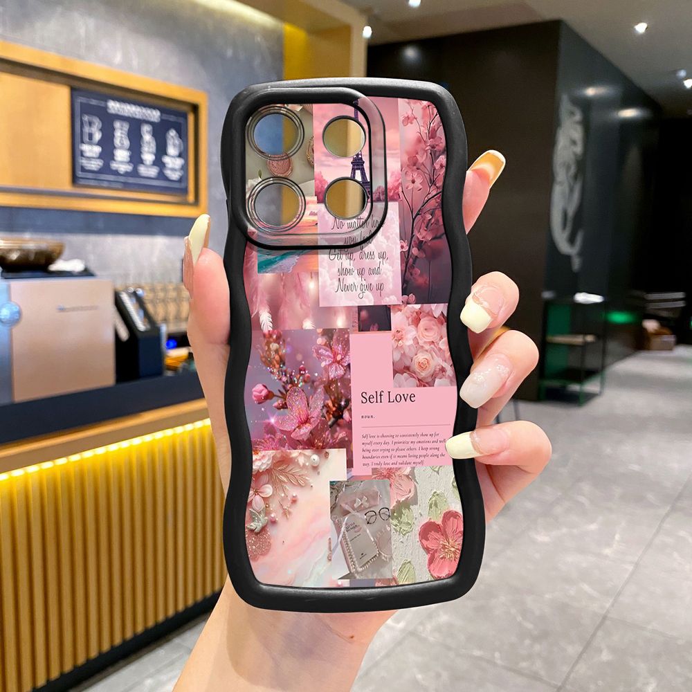 For ITEl A04 A60 A70 P40 S23 Plus Poetic Black Wave Frame Phone Case Anti Drop Cover