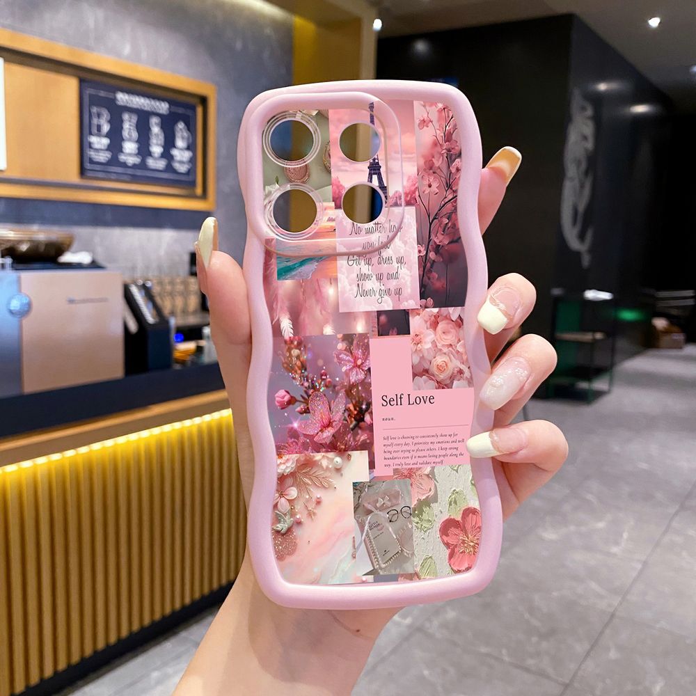 For ITEl A04 A60 A70 P40 S23 Plus Poetic Black Wave Frame Phone Case Anti Drop Cover
