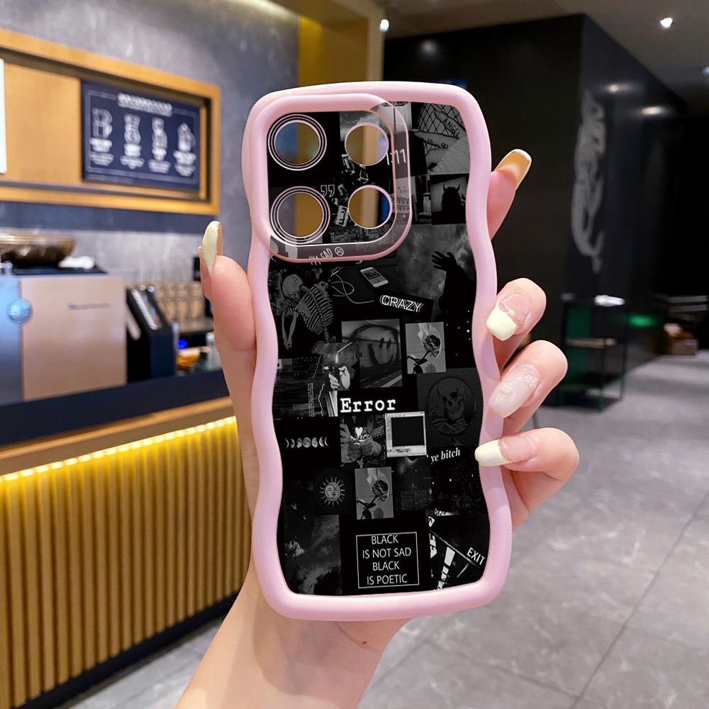 For ITEl A04 A60 A70 P40 S23 Plus Poetic Black Wave Frame Phone Case Anti Drop Cover