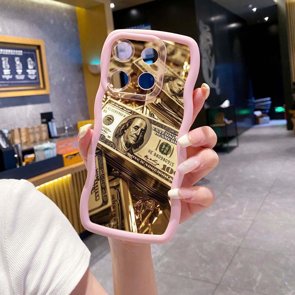 For ITEl A04 A60 A70 P40 S23 Plus USD Dollar Cash Wave Frame Phone Case Anti Drop Cover