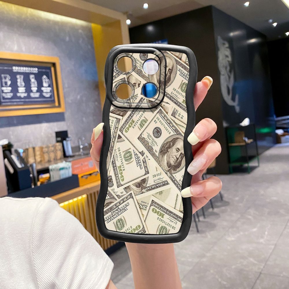 For ITEl A04 A60 A70 P40 S23 Plus USD Dollar Cash Wave Frame Phone Case Anti Drop Cover