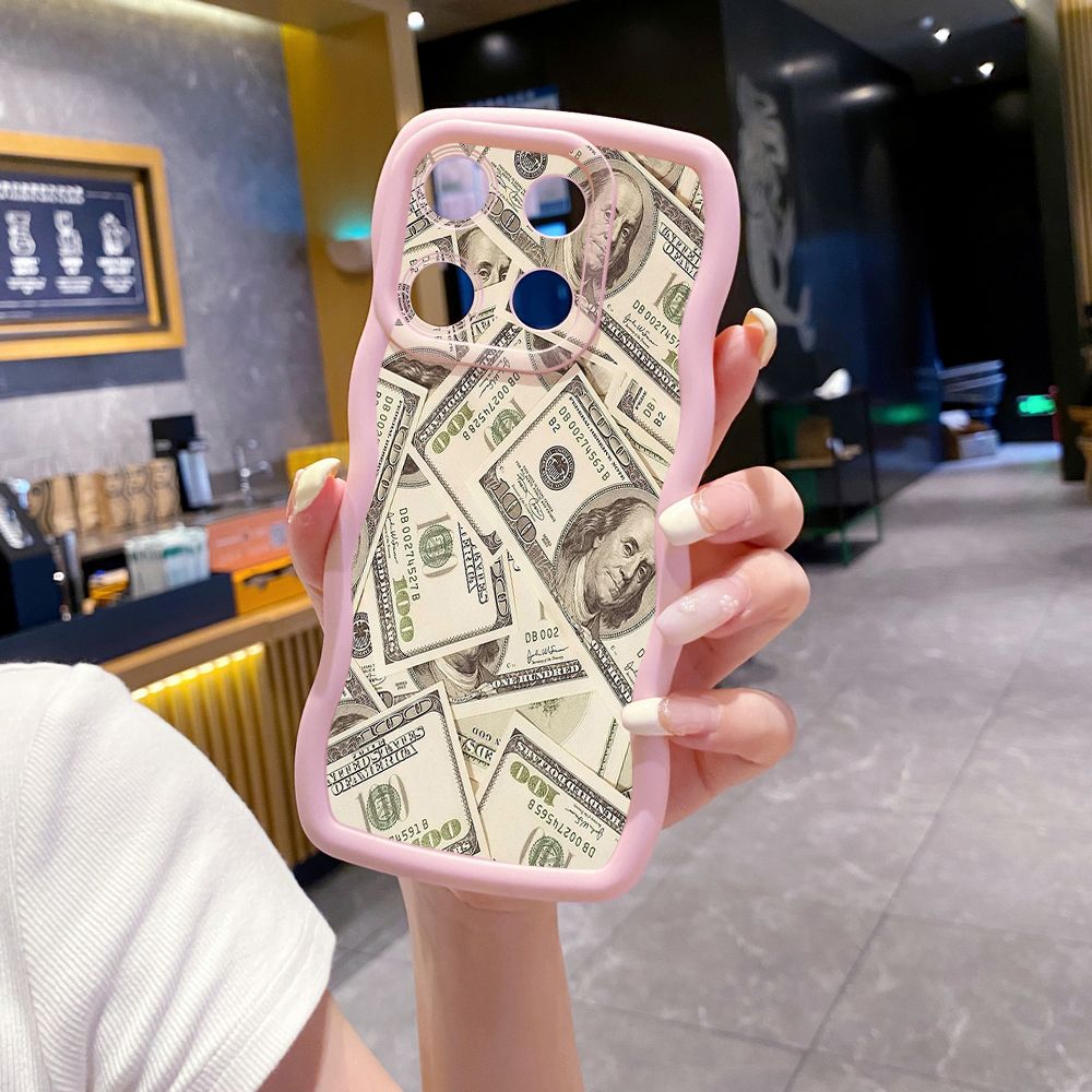 For ITEl A04 A60 A70 P40 S23 Plus USD Dollar Cash Wave Frame Phone Case Anti Drop Cover