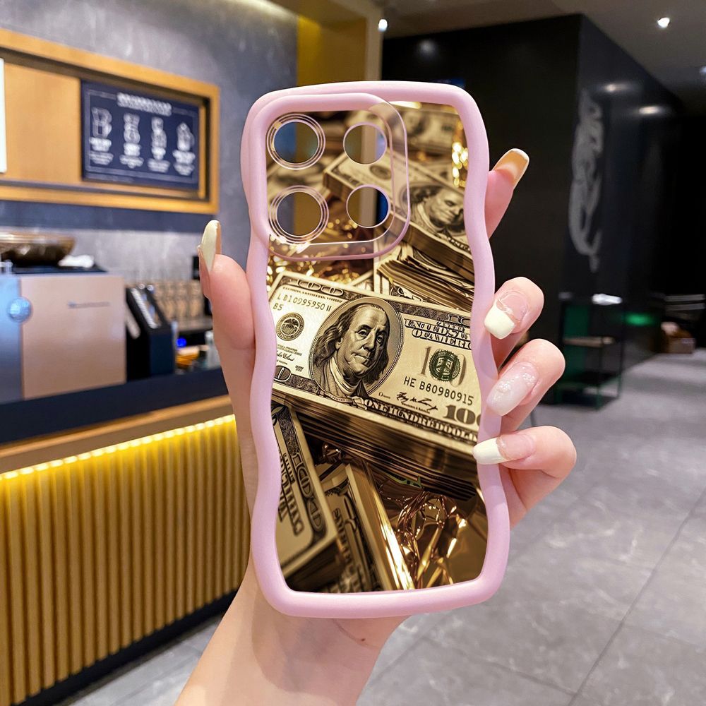 For ITEl A04 A60 A70 P40 S23 Plus USD Dollar Cash Wave Frame Phone Case Anti Drop Cover