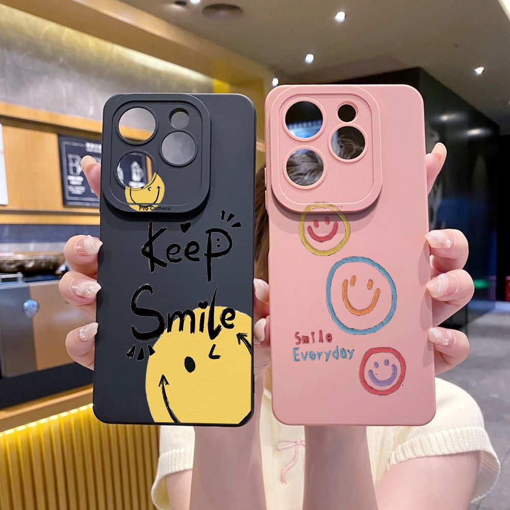For Infinix Hot 50i 40i 40 Pro Note 12 G96 30 Hot 20 Play 12i 30i 20i 10S 11 Play 11S 10i Smart 8 9 5 Smile Face Emoj Full Protective Case Anti Drop Cover