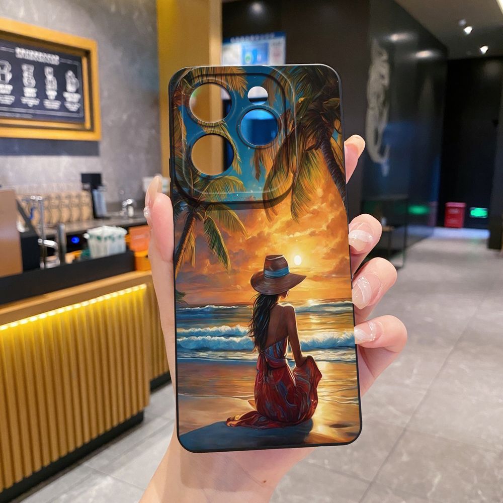 For Infinix Hot 50i 40i 40 Pro Note 12 G96 30 Hot 20 Play 12i 30i 20i 10S 11 Play 11S 10i Smart 8 9 5 Girl Eiffel Tower Full Protective Case Anti Drop Cover