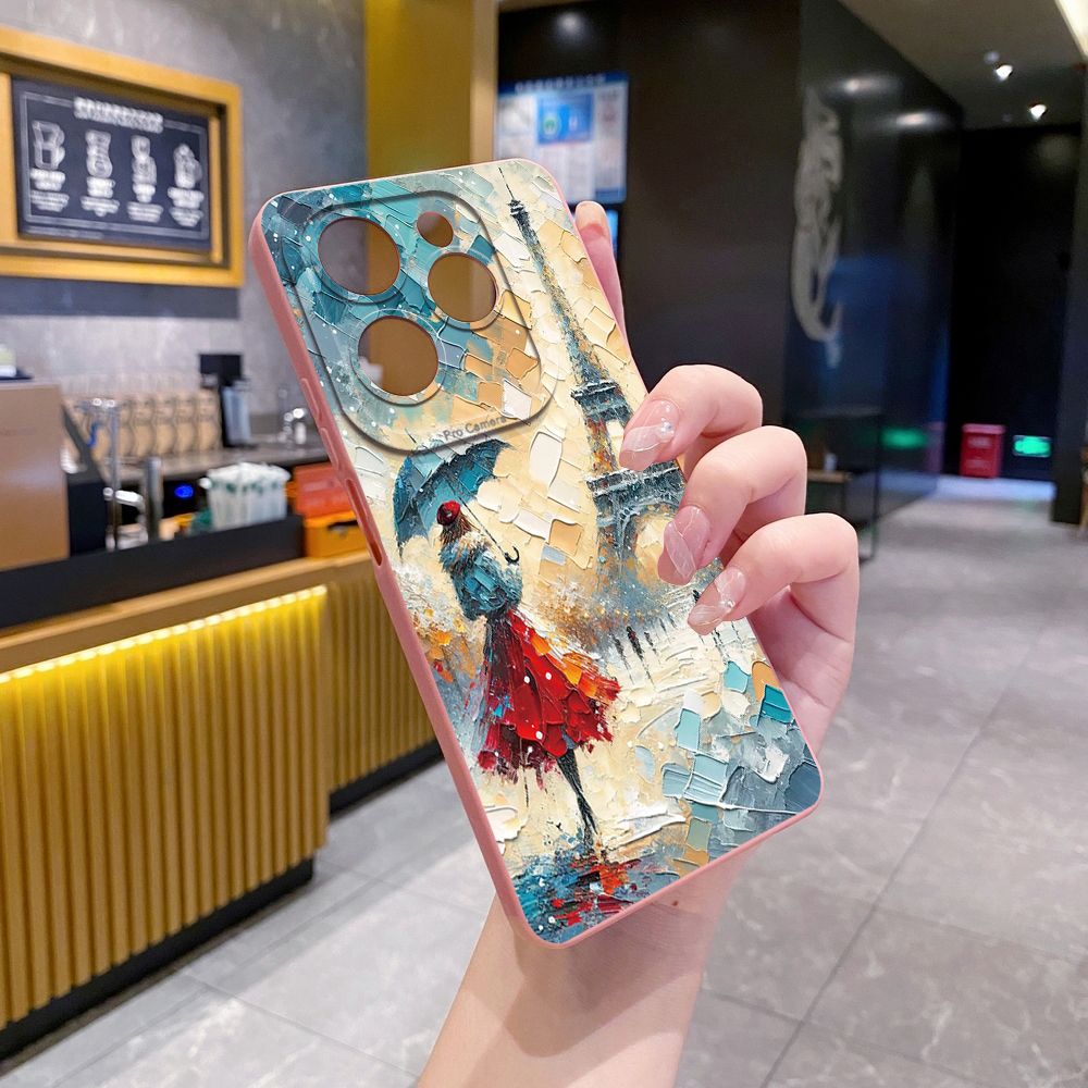 For Infinix Hot 50i 40i 40 Pro Note 12 G96 30 Hot 20 Play 12i 30i 20i 10S 11 Play 11S 10i Smart 8 9 5 Girl Eiffel Tower Full Protective Case Anti Drop Cover