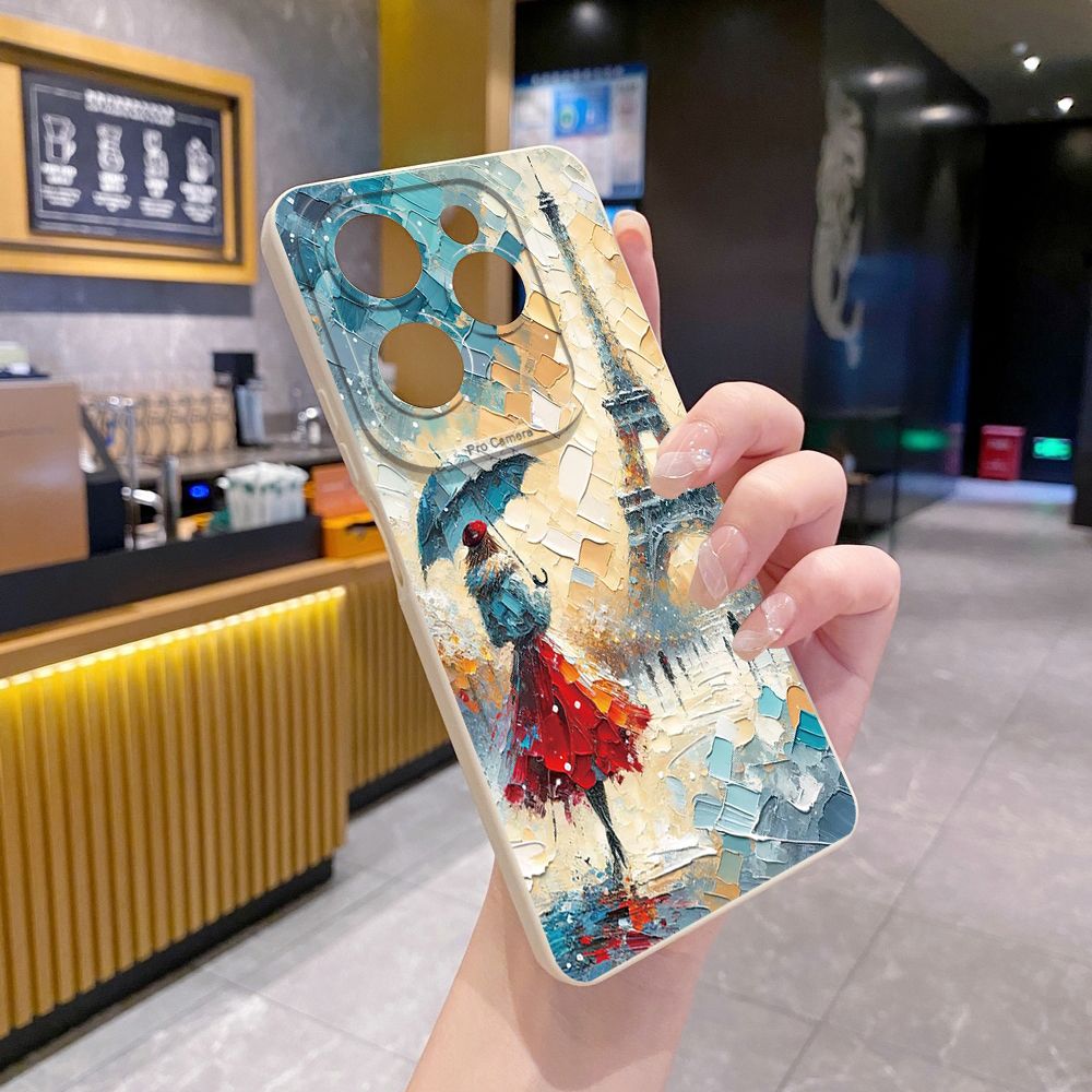 For Infinix Hot 50i 40i 40 Pro Note 12 G96 30 Hot 20 Play 12i 30i 20i 10S 11 Play 11S 10i Smart 8 9 5 Girl Eiffel Tower Full Protective Case Anti Drop Cover