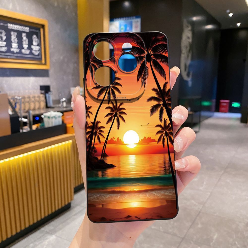 For Infinix Hot 50i 40i 40 Pro Note 12 G96 30 Hot 20 Play 12i 30i 20i 10S 11 Play 11S 10i Smart 8 9 5 Sunset Coconut Tree Full Protective Case Anti Drop Cover