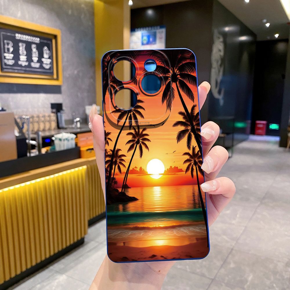 For Infinix Hot 50i 40i 40 Pro Note 12 G96 30 Hot 20 Play 12i 30i 20i 10S 11 Play 11S 10i Smart 8 9 5 Sunset Coconut Tree Full Protective Case Anti Drop Cover