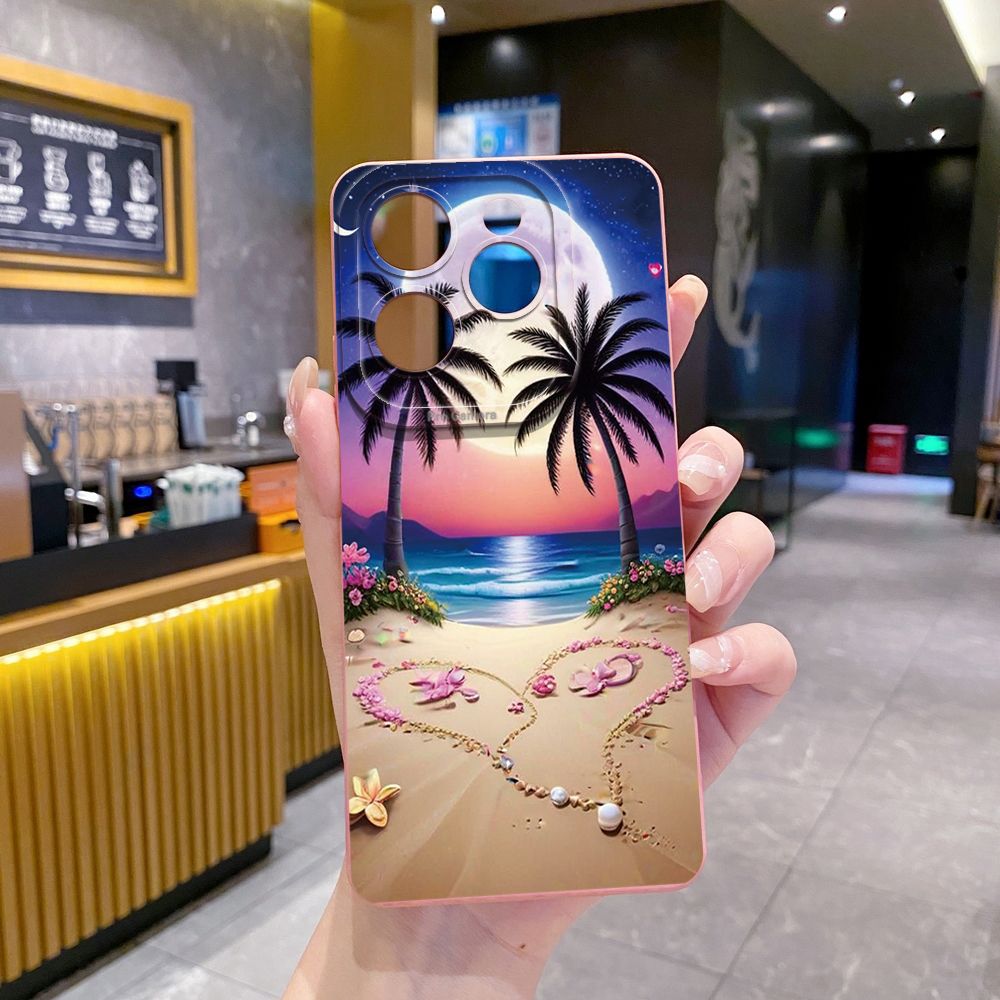 For Infinix Hot 50i 40i 40 Pro Note 12 G96 30 Hot 20 Play 12i 30i 20i 10S 11 Play 11S 10i Smart 8 9 5 Sunset Coconut Tree Full Protective Case Anti Drop Cover