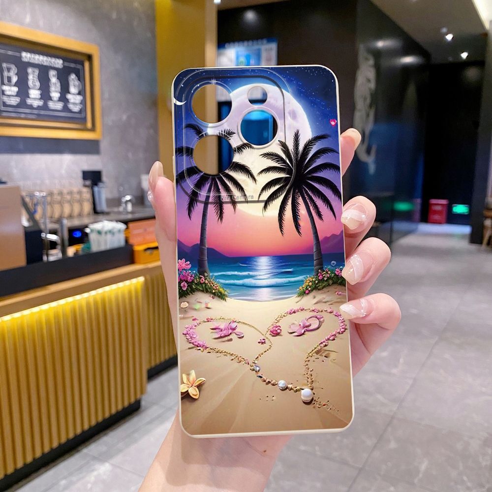 For Infinix Hot 50i 40i 40 Pro Note 12 G96 30 Hot 20 Play 12i 30i 20i 10S 11 Play 11S 10i Smart 8 9 5 Sunset Coconut Tree Full Protective Case Anti Drop Cover