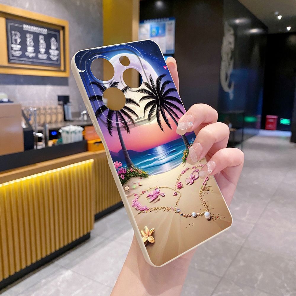 For Infinix Hot 50i 40i 40 Pro Note 12 G96 30 Hot 20 Play 12i 30i 20i 10S 11 Play 11S 10i Smart 8 9 5 Sunset Coconut Tree Full Protective Case Anti Drop Cover