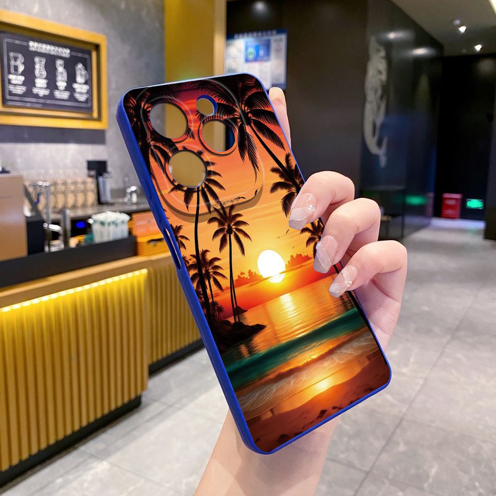 For Infinix Hot 50i 40i 40 Pro Note 12 G96 30 Hot 20 Play 12i 30i 20i 10S 11 Play 11S 10i Smart 8 9 5 Sunset Coconut Tree Full Protective Case Anti Drop Cover
