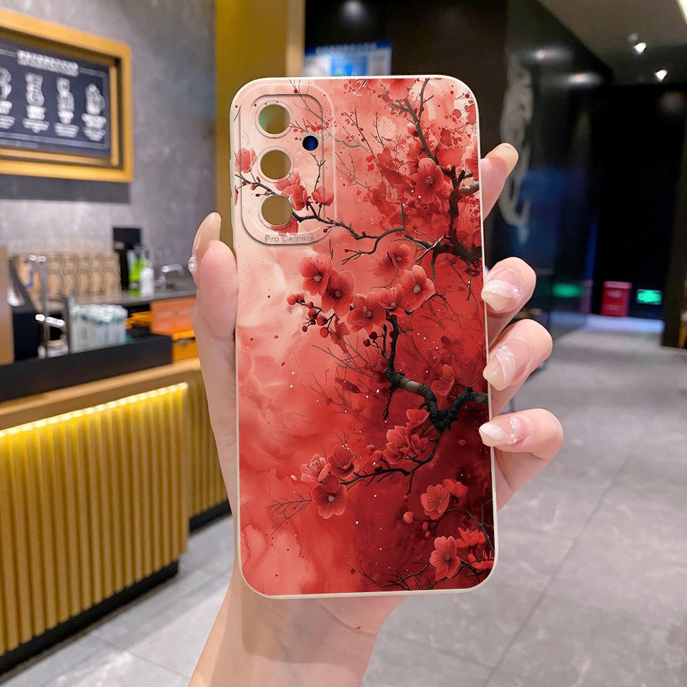 For Samsung Galaxy A16 A06 A15 A05 A25 A35 A55 A14 A24 A34 A54 A33 A53 A73 A32 A52S A72 Moon Flower Full Protective Case Anti Drop Cover