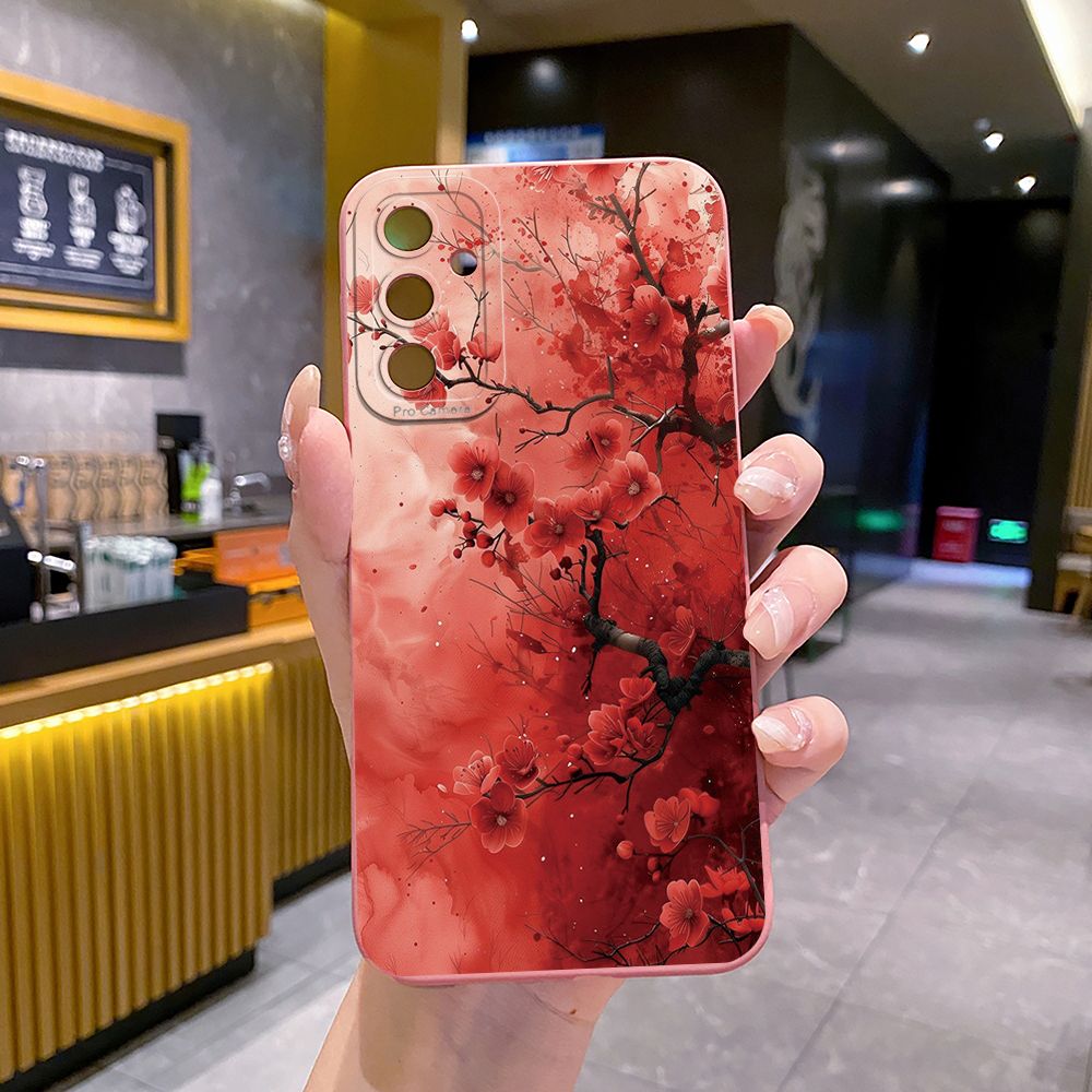 For Samsung Galaxy A16 A06 A15 A05 A25 A35 A55 A14 A24 A34 A54 A33 A53 A73 A32 A52S A72 Moon Flower Full Protective Case Anti Drop Cover