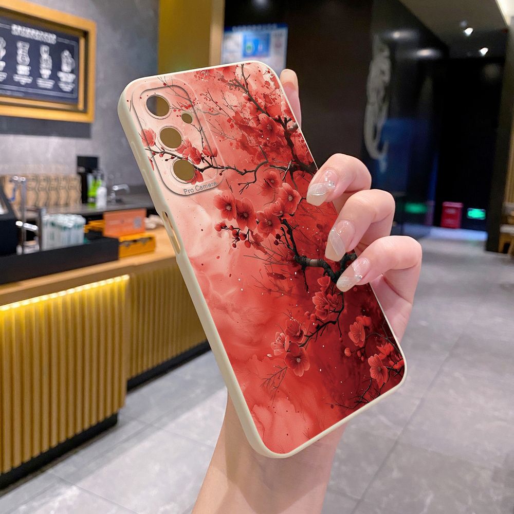 For Samsung Galaxy A16 A06 A15 A05 A25 A35 A55 A14 A24 A34 A54 A33 A53 A73 A32 A52S A72 Moon Flower Full Protective Case Anti Drop Cover