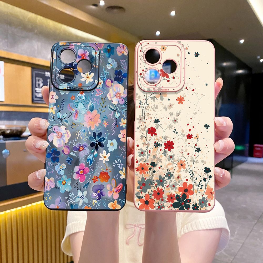 For Realme C61 C63 C65 C67 C53 C51 Note 50 60 C21 C33 C30 C35 C11 2021 C12 C15 C21Y C25Y Realme 12 13 Beauty Flower Full Protective Case Anti Drop Cover