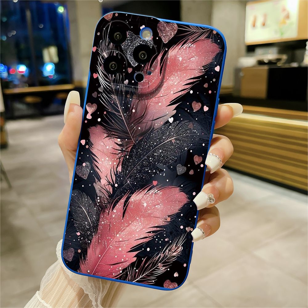 For iPhone 16 Pro Max 14 Plus 13 Pro Max 12 11 XR 8 7 SE 2022 XS Max Luxury Beauty Leaves Full Protective Case Anti Drop Cover