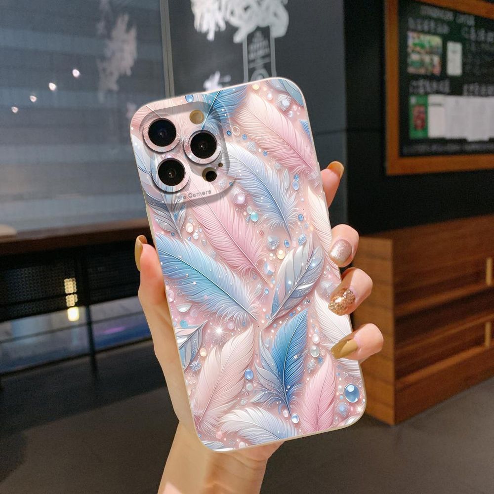 For iPhone 16 Pro Max 14 Plus 13 Pro Max 12 11 XR 8 7 SE 2022 XS Max Luxury Beauty Leaves Full Protective Case Anti Drop Cover