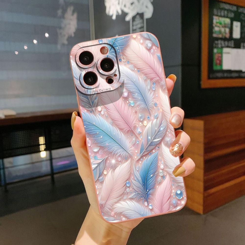 For iPhone 16 Pro Max 14 Plus 13 Pro Max 12 11 XR 8 7 SE 2022 XS Max Luxury Beauty Leaves Full Protective Case Anti Drop Cover