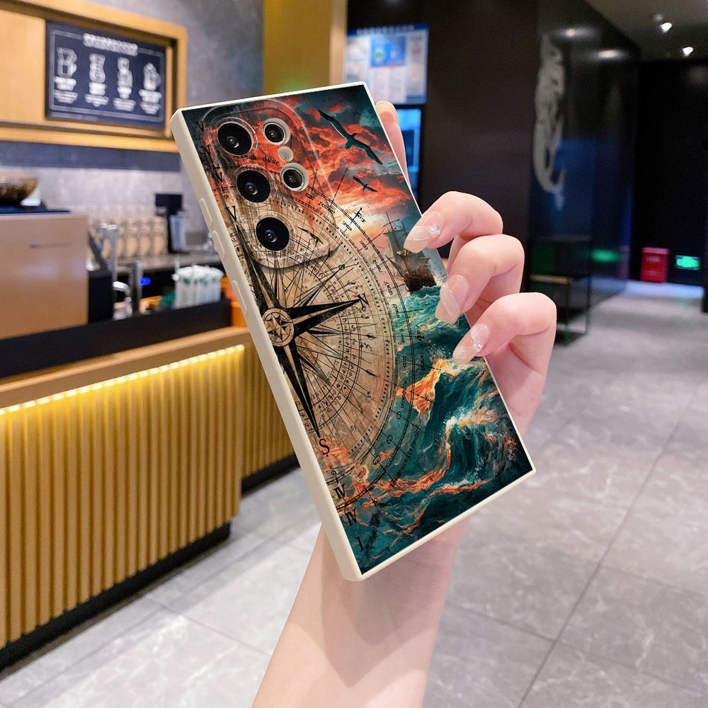 For Samsung Galaxy S24 S23 Ultra S22 Plus Note 20 S21 FE S20 Sailboat Map Full Protective Case Anti Drop Cover
