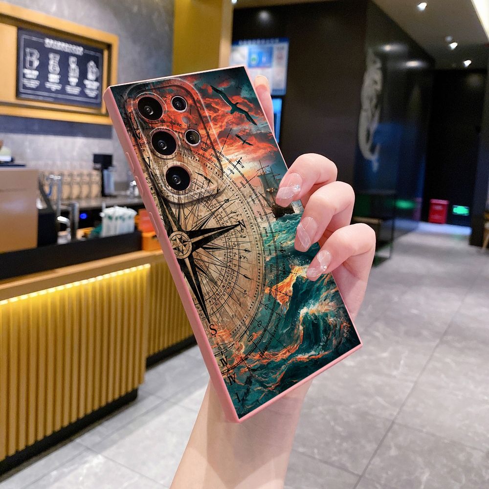 For Samsung Galaxy S24 S23 Ultra S22 Plus Note 20 S21 FE S20 Sailboat Map Full Protective Case Anti Drop Cover