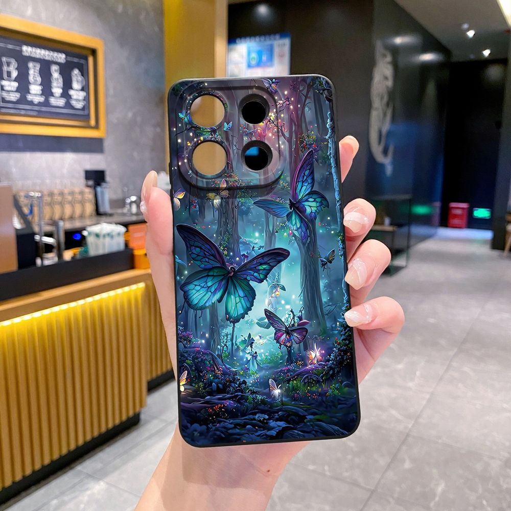 For Xiaomi Redmi Note 13 12 Pro 5G 12S 11S 13C A1 10 Pro 4G 10S Redmi 10C 9C Butterfly Flower Full Protective Case Anti Drop Cover