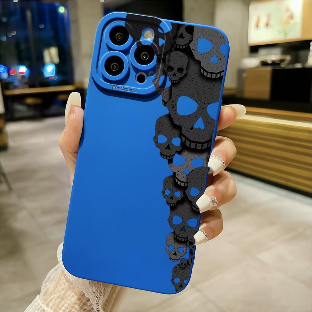 For iPhone 16 Pro Max 14 Plus 13 Pro Max 12 11 XR 8 7 SE 2022 XS Max Skull Flower Full Protective Case Anti Drop Cover