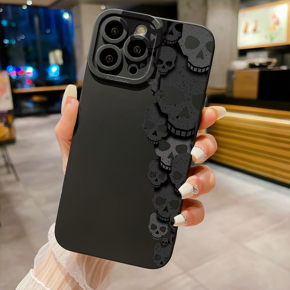 For iPhone 16 Pro Max 14 Plus 13 Pro Max 12 11 XR 8 7 SE 2022 XS Max Skull Flower Full Protective Case Anti Drop Cover