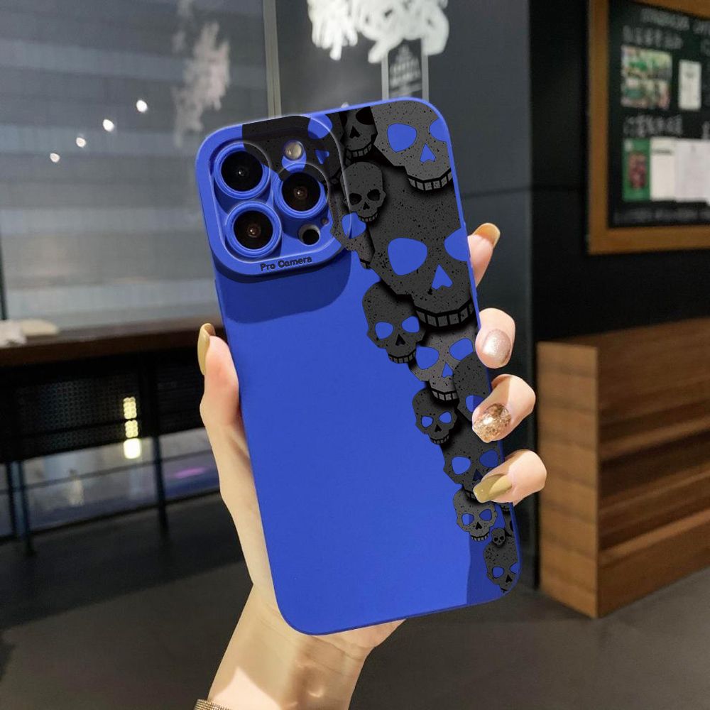 For iPhone 16 Pro Max 14 Plus 13 Pro Max 12 11 XR 8 7 SE 2022 XS Max Skull Flower Full Protective Case Anti Drop Cover