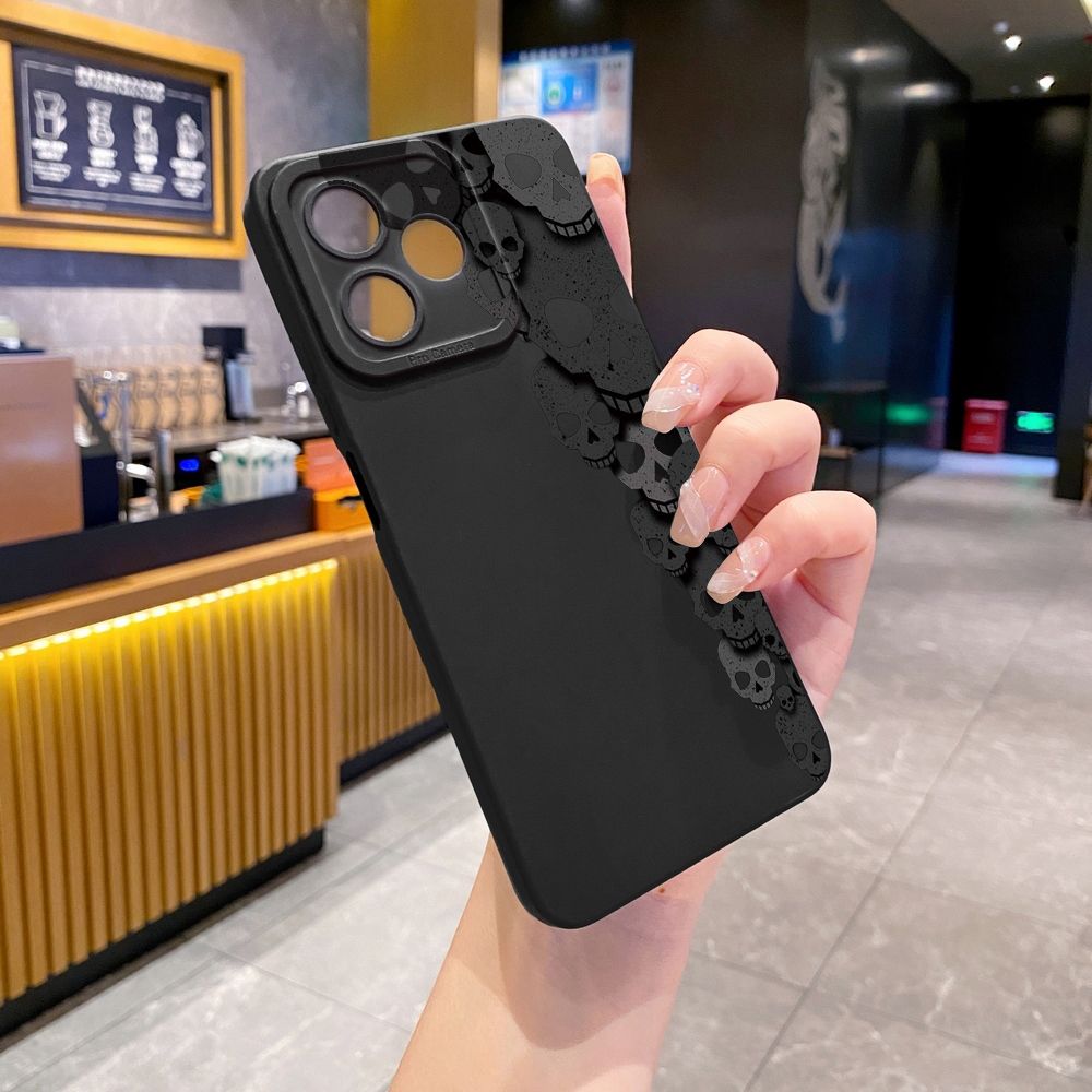 For Realme C61 C63 C65 C67 C53 C51 Note 50 60 C21 C33 C30 C35 C11 2021 C12 C15 C21Y C25Y Realme 12 13 Skull Flower Full Protective Case Anti Drop Cover