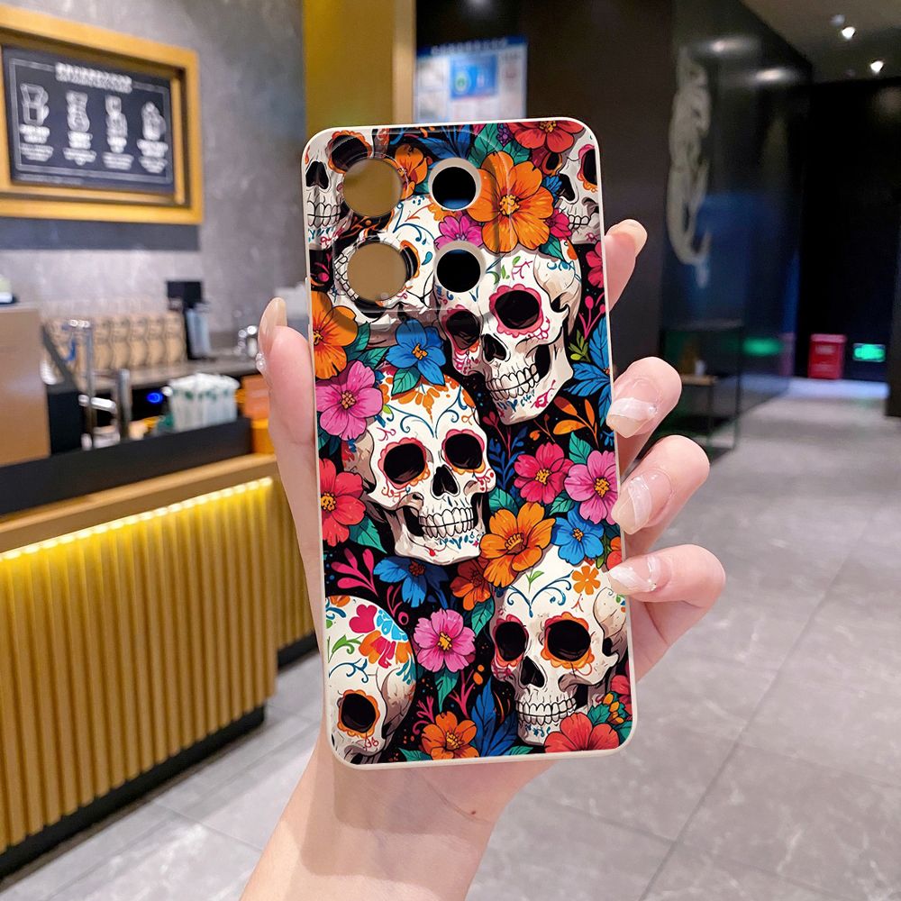 For Xiaomi Redmi Note 13 12 Pro 5G 12S 11S 13C A1 10 Pro 4G 10S Redmi 10C 9C Skull Flower Full Protective Case Anti Drop Cover