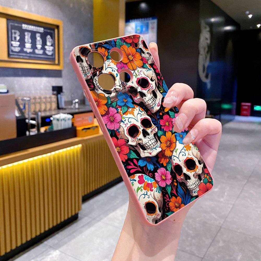 For Xiaomi Redmi Note 13 12 Pro 5G 12S 11S 13C A1 10 Pro 4G 10S Redmi 10C 9C Skull Flower Full Protective Case Anti Drop Cover