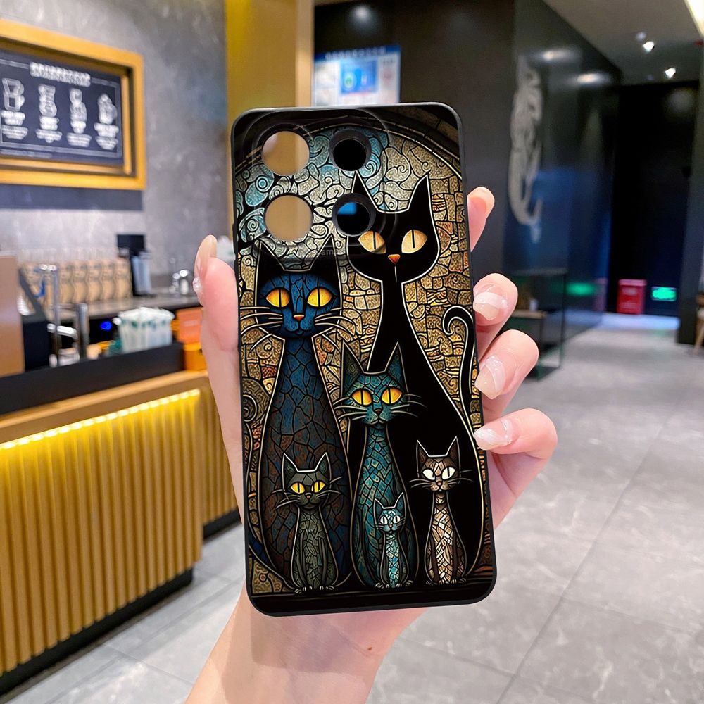 For Xiaomi Redmi Note 13 12 Pro 5G 12S 11S 13C A1 10 Pro 4G 10S Redmi 10C 9C Black Cat Magic Girls Full Protective Case Anti Drop Cover