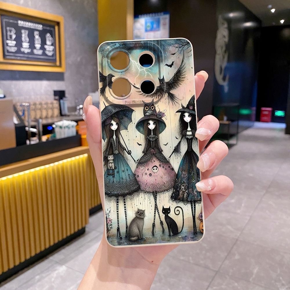 For Xiaomi Redmi Note 13 12 Pro 5G 12S 11S 13C A1 10 Pro 4G 10S Redmi 10C 9C Black Cat Magic Girls Full Protective Case Anti Drop Cover