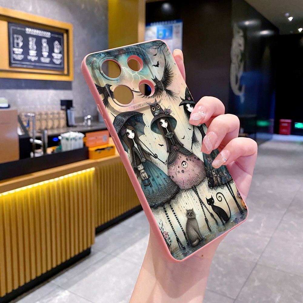For Xiaomi Redmi Note 13 12 Pro 5G 12S 11S 13C A1 10 Pro 4G 10S Redmi 10C 9C Black Cat Magic Girls Full Protective Case Anti Drop Cover