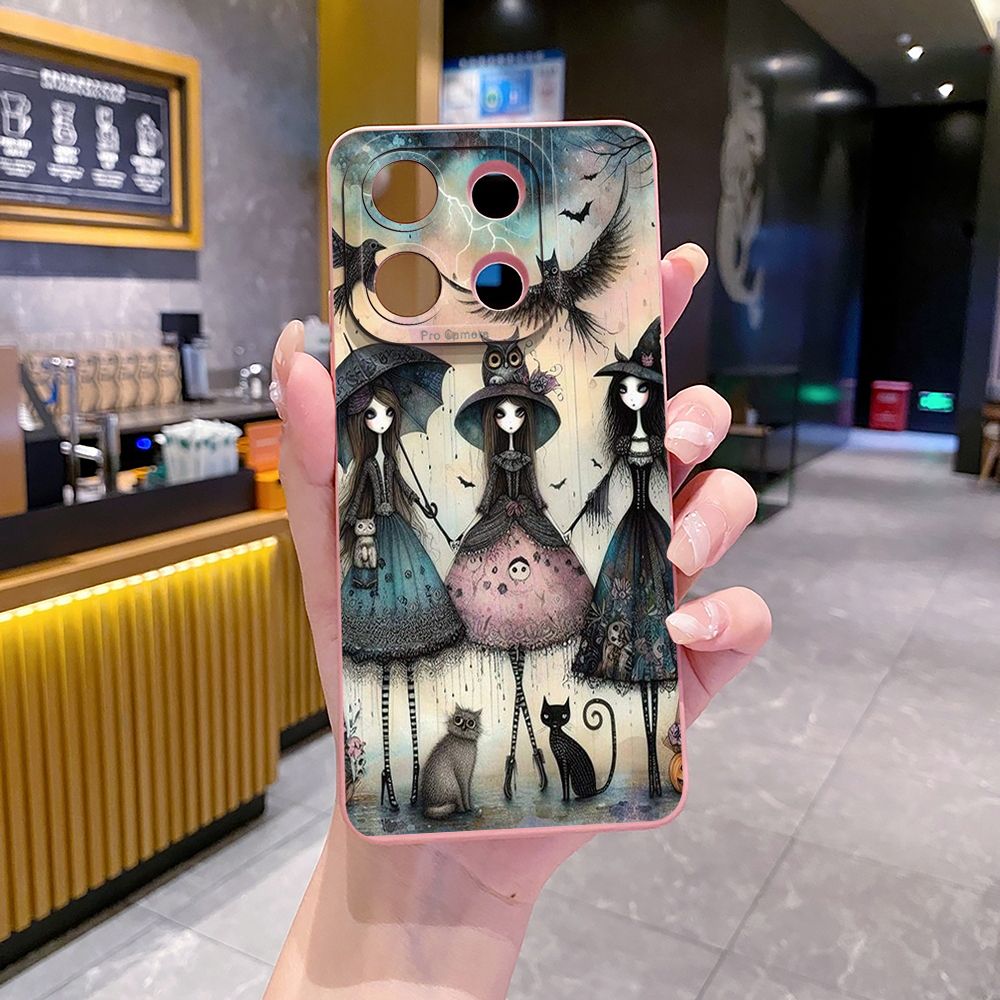 For Xiaomi Redmi Note 13 12 Pro 5G 12S 11S 13C A1 10 Pro 4G 10S Redmi 10C 9C Black Cat Magic Girls Full Protective Case Anti Drop Cover