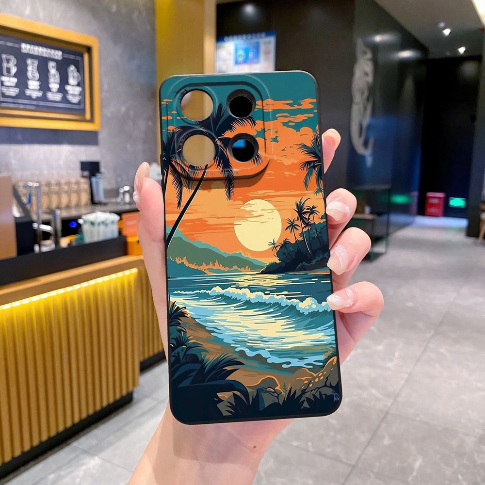 For Xiaomi Redmi Note 13 12 Pro 5G 12S 11S 13C A1 10 Pro 4G 10S Redmi 10C 9C Sunset Coconut Tree Full Protective Case Anti Drop Cover