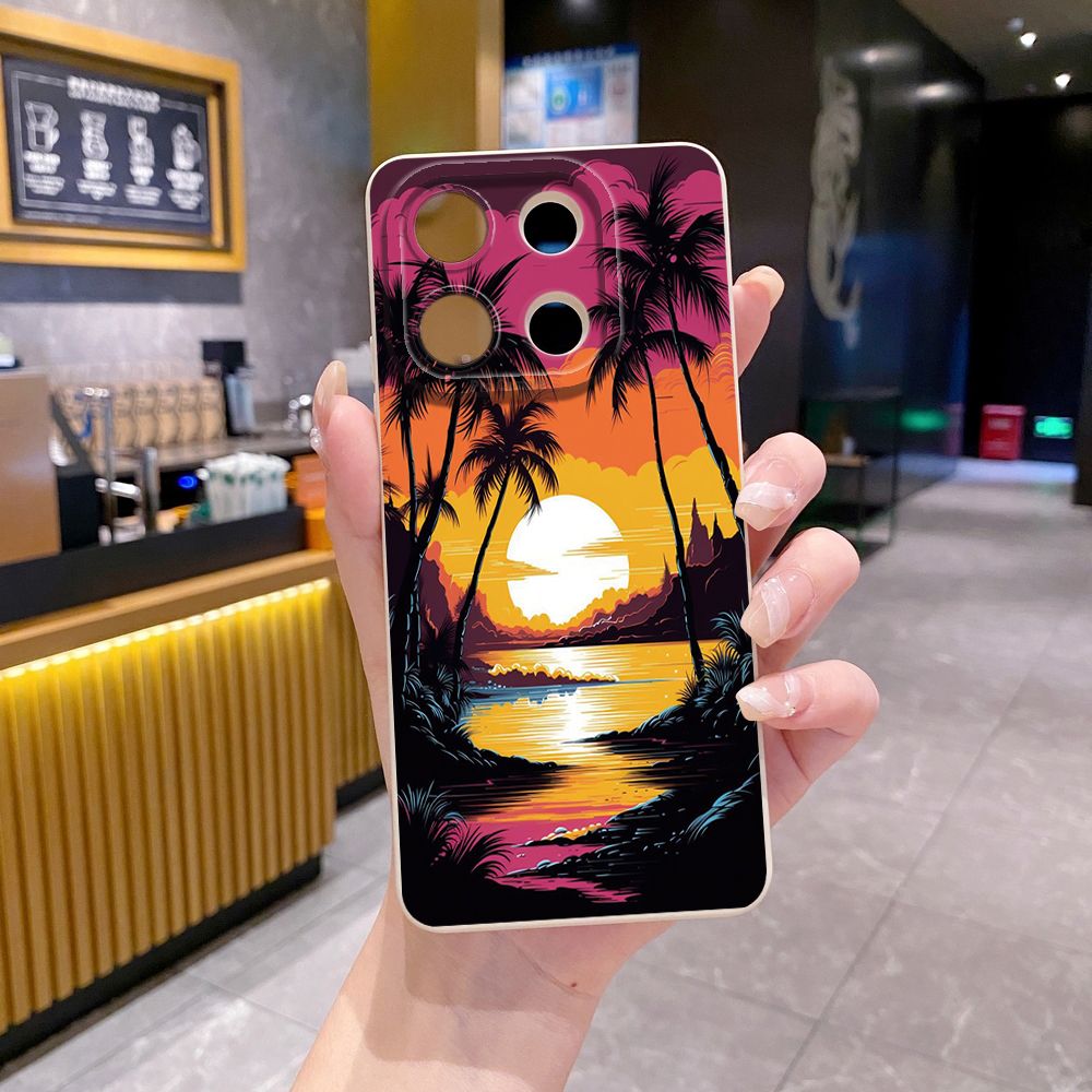 For Xiaomi Redmi Note 13 12 Pro 5G 12S 11S 13C A1 10 Pro 4G 10S Redmi 10C 9C Sunset Coconut Tree Full Protective Case Anti Drop Cover