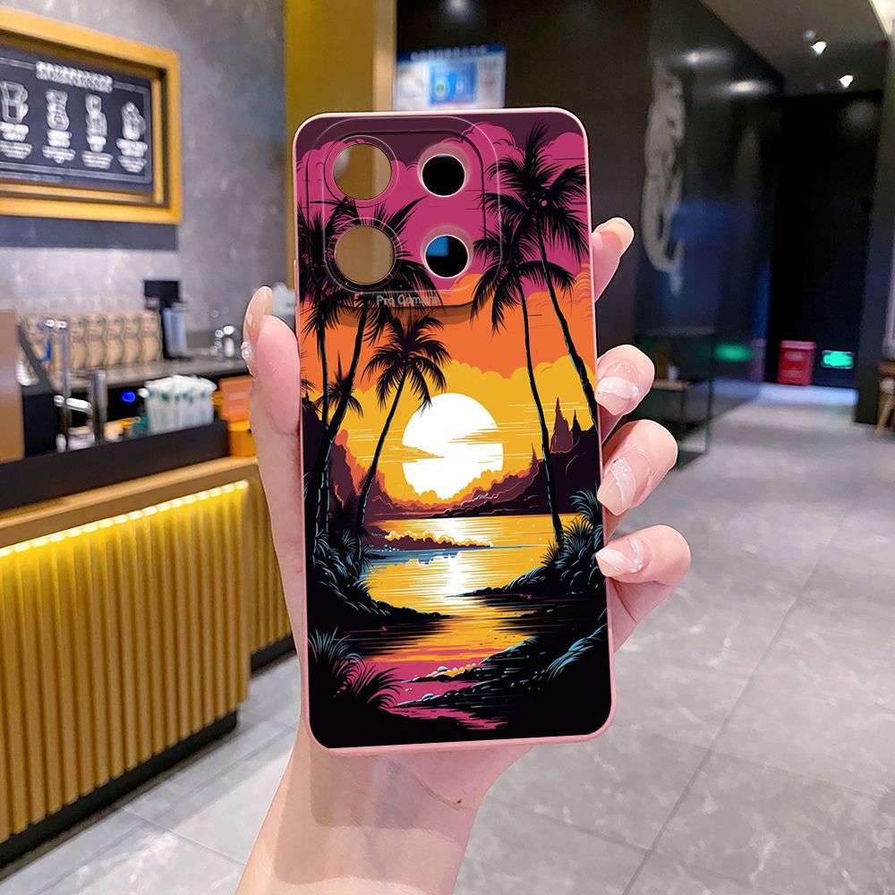 For Xiaomi Redmi Note 13 12 Pro 5G 12S 11S 13C A1 10 Pro 4G 10S Redmi 10C 9C Sunset Coconut Tree Full Protective Case Anti Drop Cover