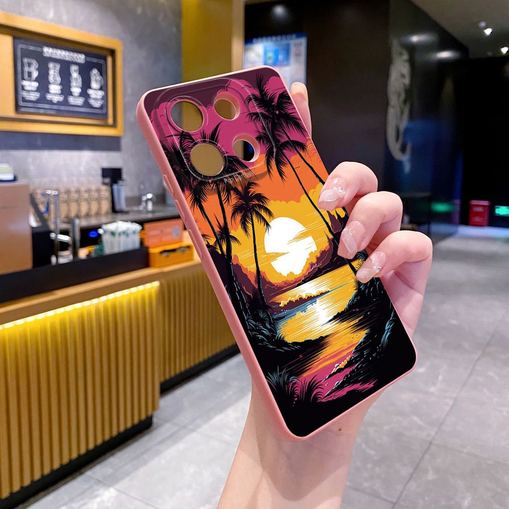 For Xiaomi Redmi Note 13 12 Pro 5G 12S 11S 13C A1 10 Pro 4G 10S Redmi 10C 9C Sunset Coconut Tree Full Protective Case Anti Drop Cover