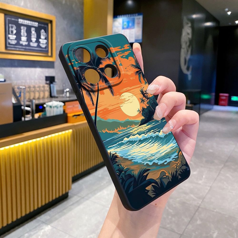 For Xiaomi Redmi Note 13 12 Pro 5G 12S 11S 13C A1 10 Pro 4G 10S Redmi 10C 9C Sunset Coconut Tree Full Protective Case Anti Drop Cover