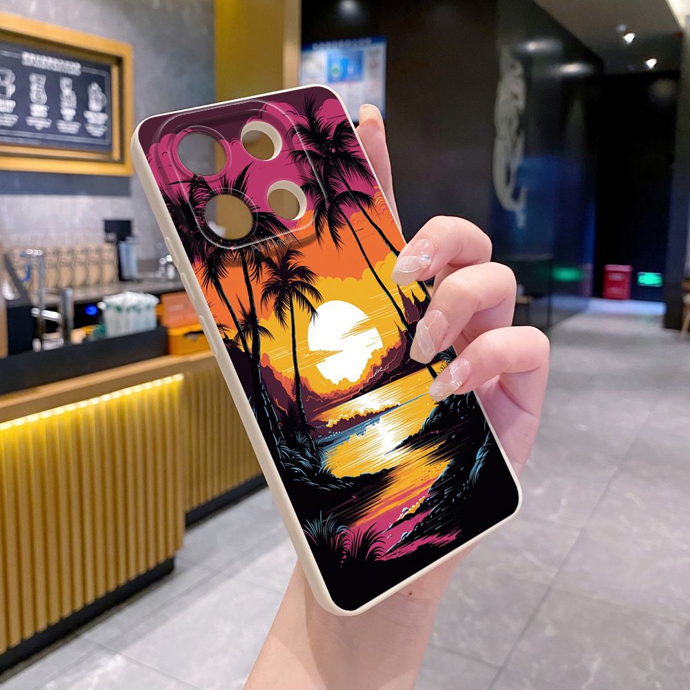 For Xiaomi Redmi Note 13 12 Pro 5G 12S 11S 13C A1 10 Pro 4G 10S Redmi 10C 9C Sunset Coconut Tree Full Protective Case Anti Drop Cover
