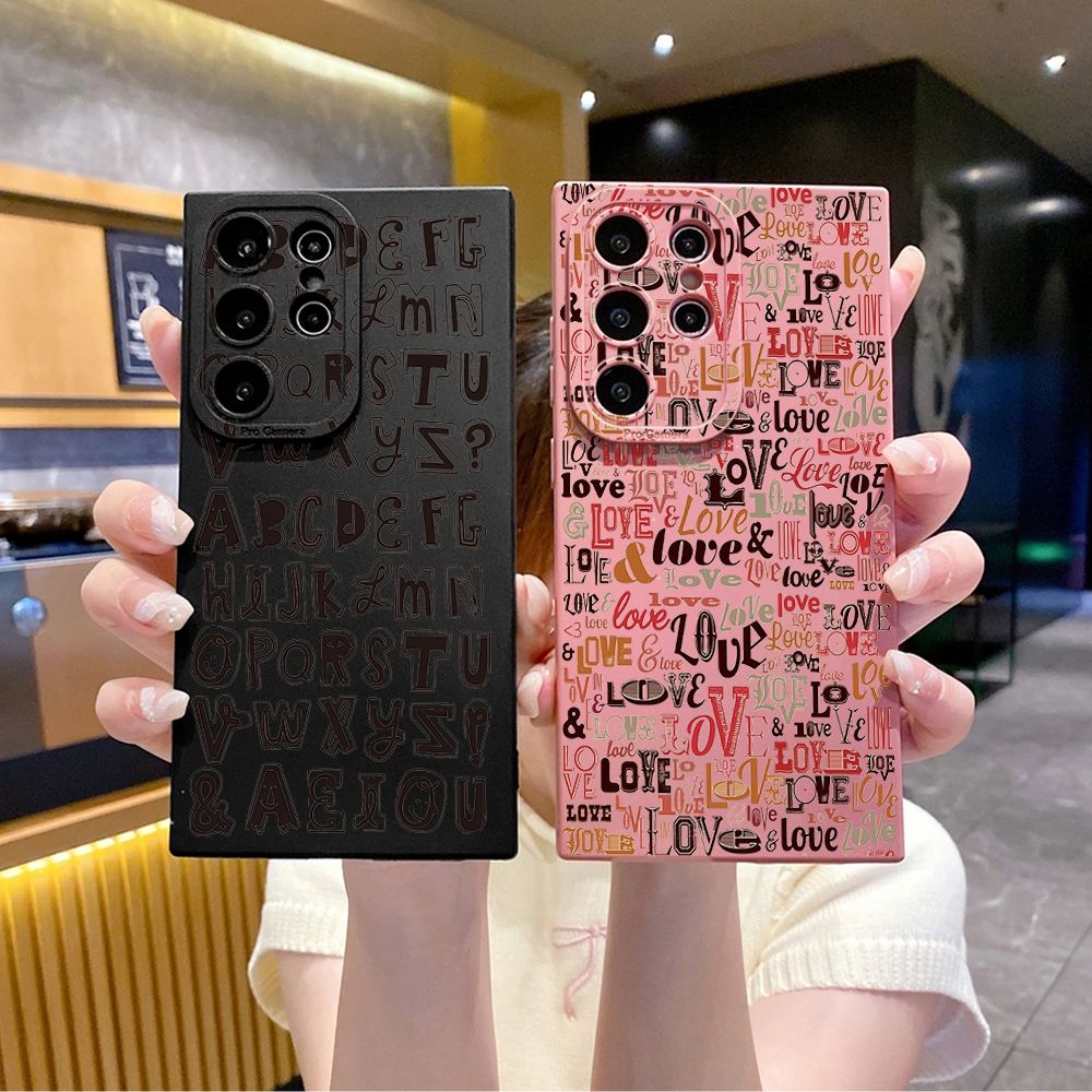 For Samsung Galaxy S24 S23 Ultra S22 Plus Note 20 S21 FE S20 Love Letters Full Protective Case Anti Drop Cover