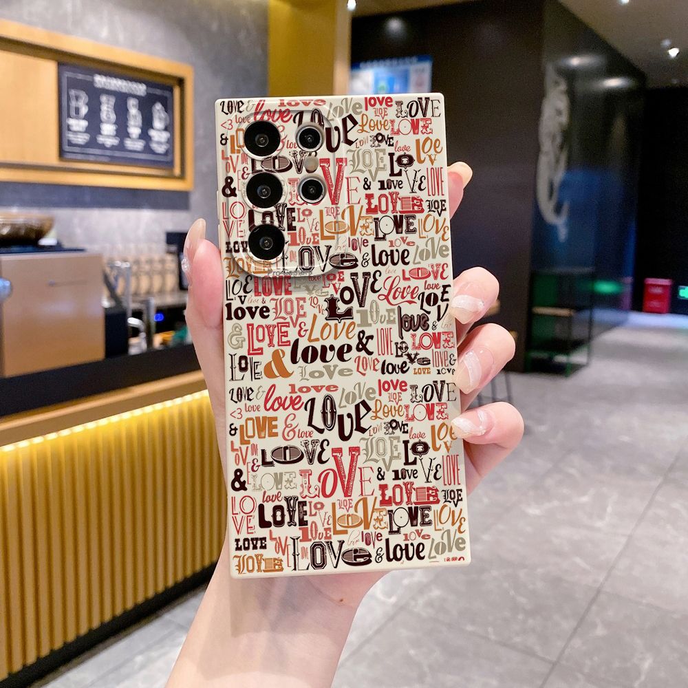 For Samsung Galaxy S24 S23 Ultra S22 Plus Note 20 S21 FE S20 Love Letters Full Protective Case Anti Drop Cover