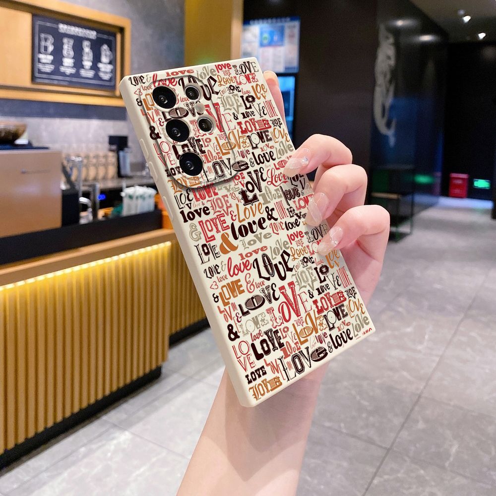 For Samsung Galaxy S24 S23 Ultra S22 Plus Note 20 S21 FE S20 Love Letters Full Protective Case Anti Drop Cover